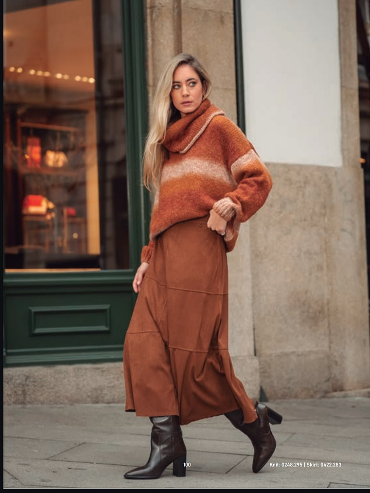 saia camel em efeito camurça 1