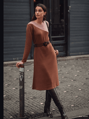 vestido em malha bicolor