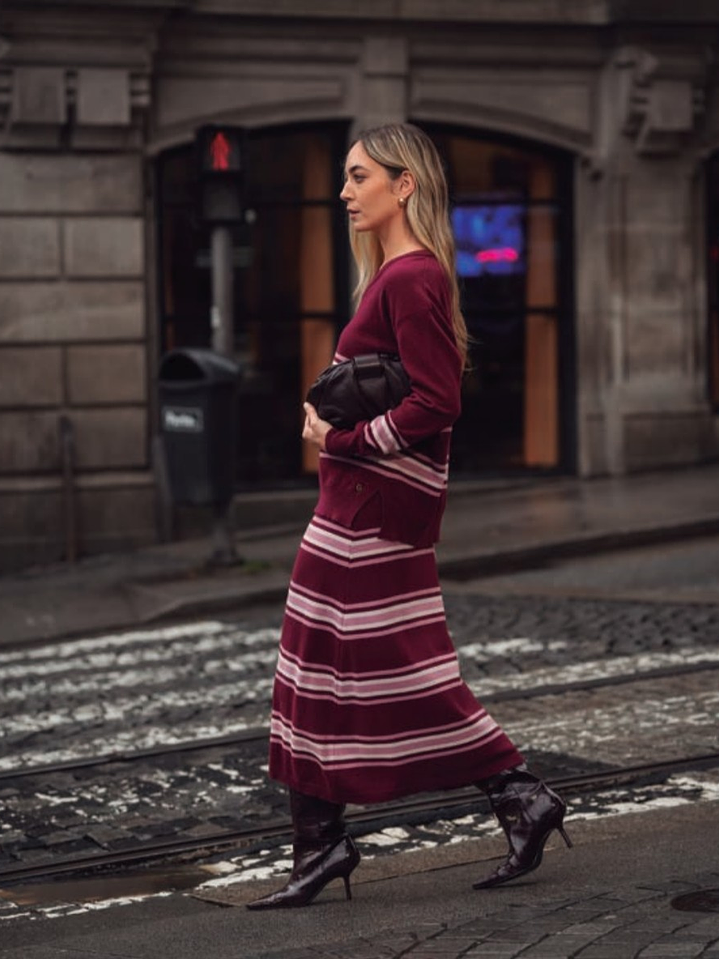 saia malha riscas em tons de rosa 1