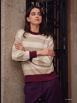 camisola riscas decote redondo