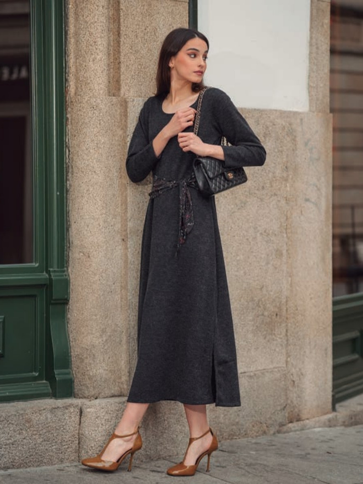 Vestido de malha cinza 1