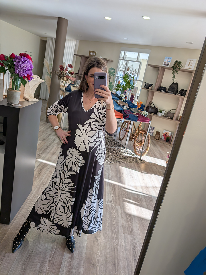 Vestido comprido preto e branco 2