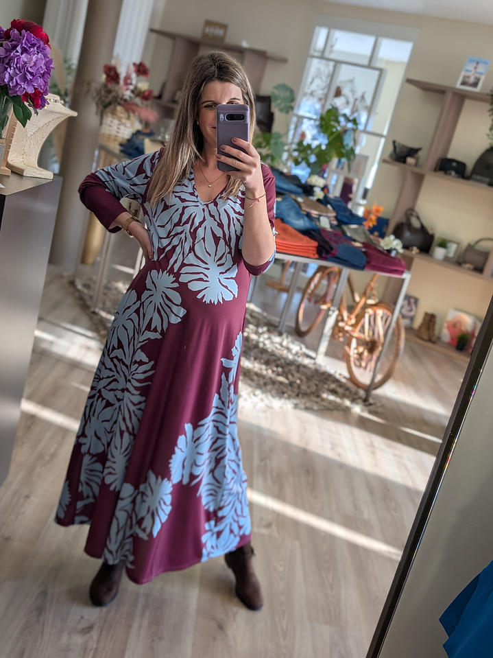 Vestido comprido bordeaux e azul bebe 3