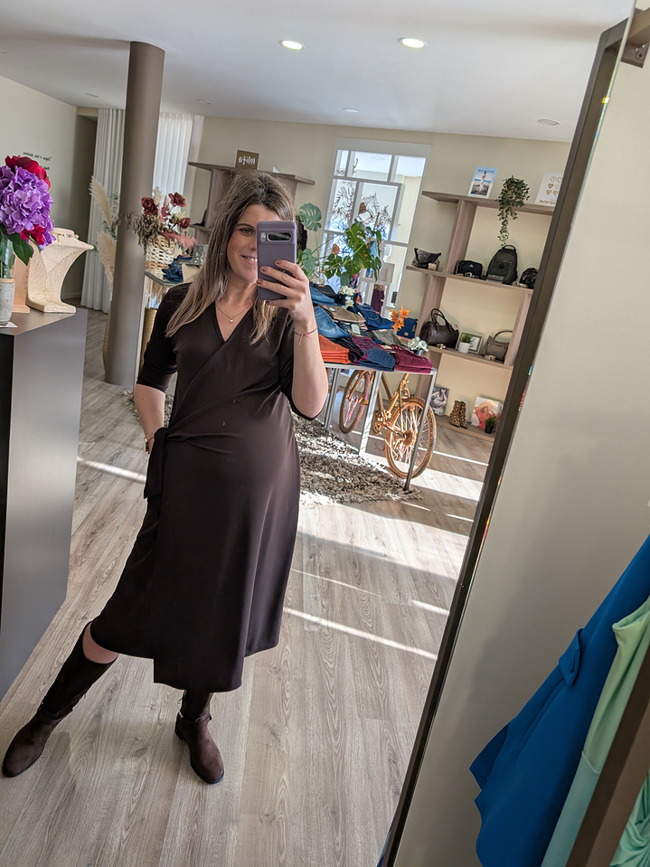 Vestido trespasse curto castanho chocolate 1