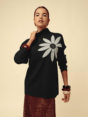 Camisola malha com flor