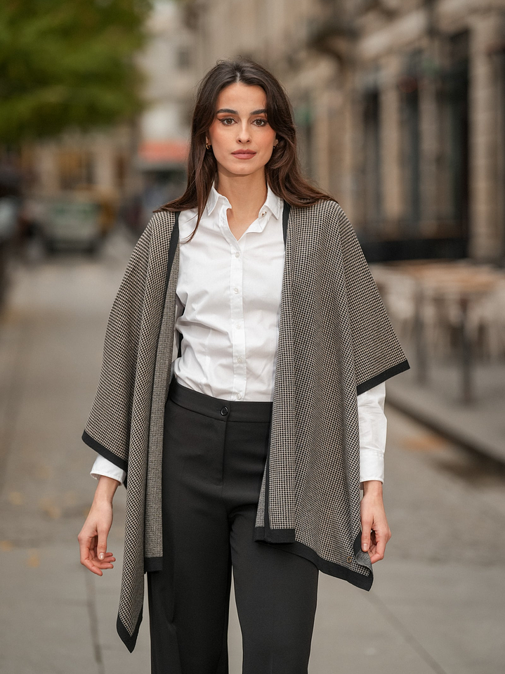 Poncho/ Capa Pied de Poule 1