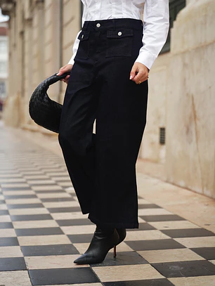 Calça Wide Leg Cropped 