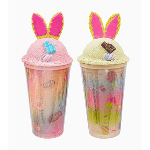 Vasos de Plástico con Tapa Decorativa y Orejas de Conejo