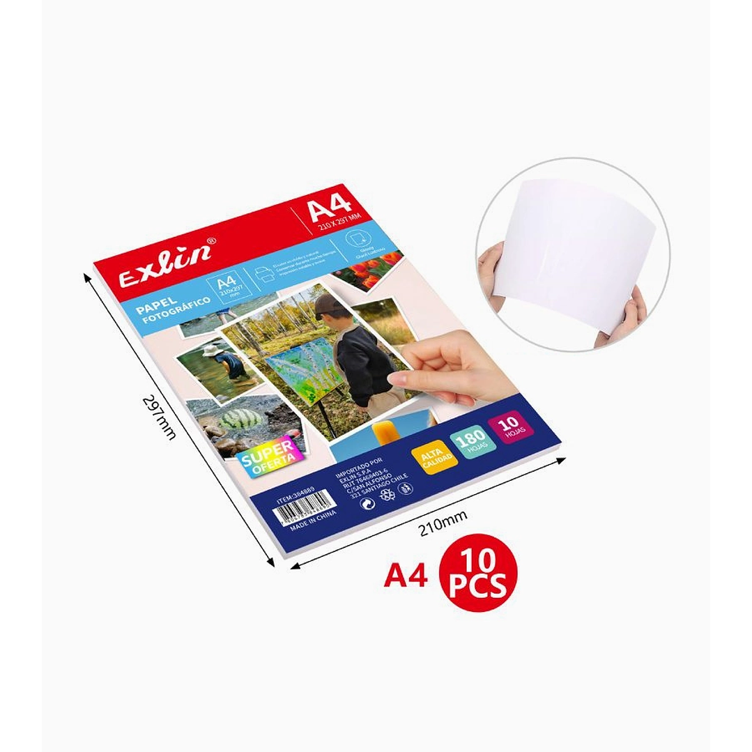 Papel fotográfico A4 10 hojas 1