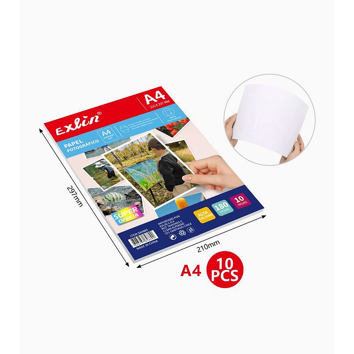 Papel fotográfico A4 10 hojas 1