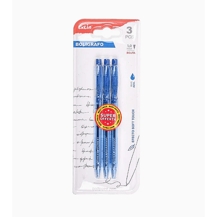 Bolígrafo Simple Azul 3 pcs 1
