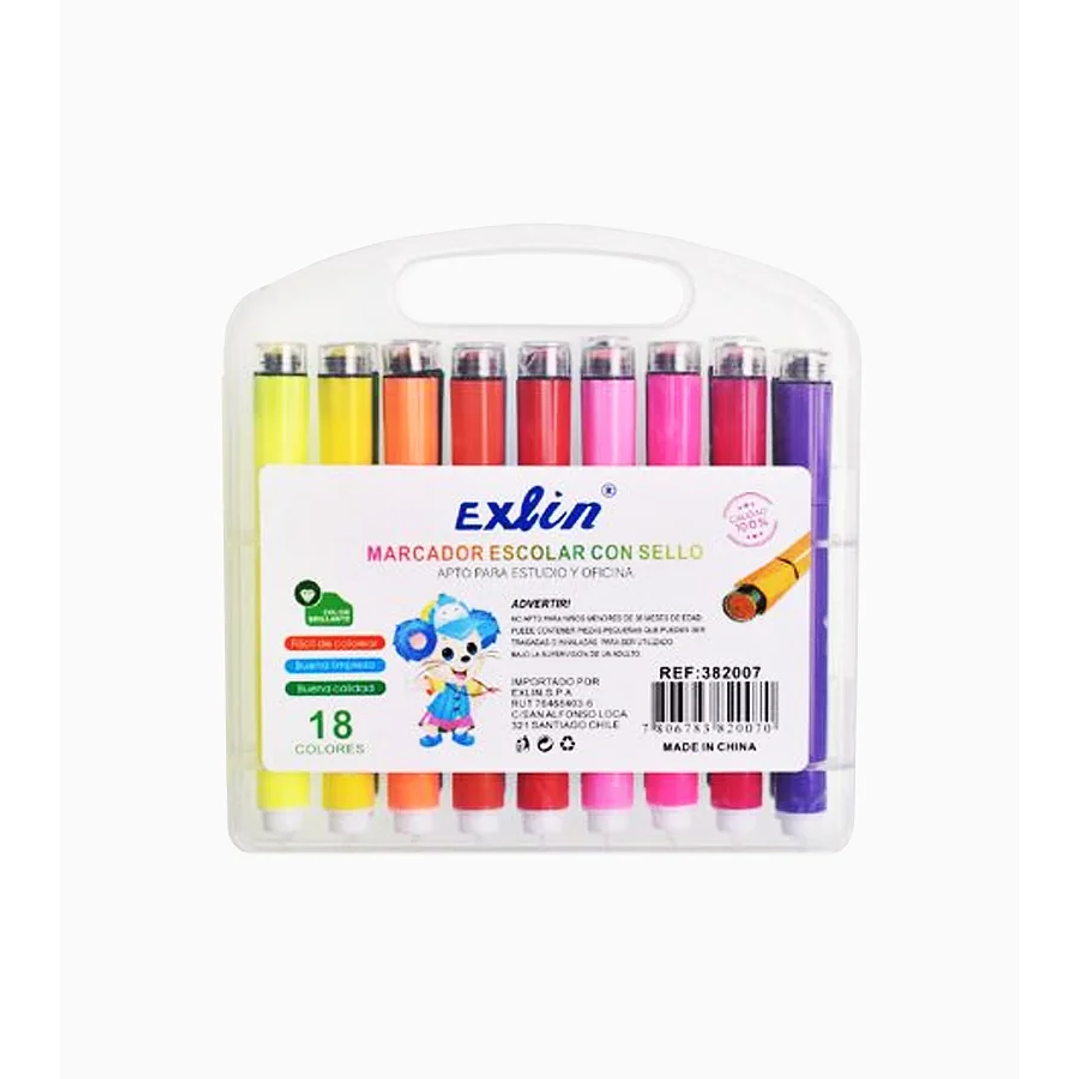 Set de Marcadores con Sello 18 Colores 1