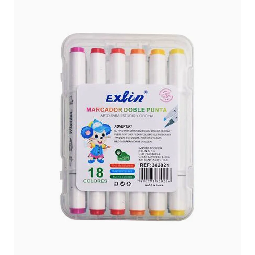 Marcadores Doble Punta 18 Colores 1