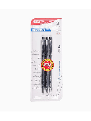 Bolígrafo Simple Negro 3 pcs