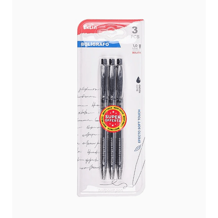 Bolígrafo Simple Negro 3 pcs 1