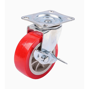 Rueda Roja con Freno Lateral