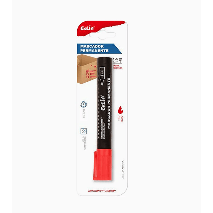 Marcador Punta Redonda Rojo 1