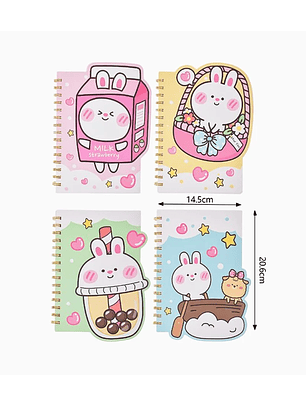 Cuaderno en Espiral de Líneas Conejitos