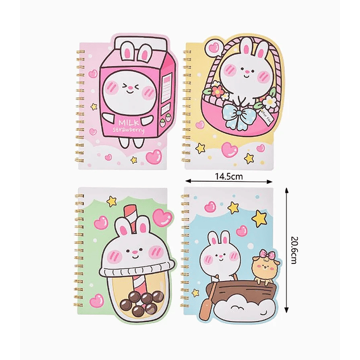 Cuaderno en Espiral de Líneas Conejitos 1