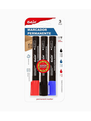 Marcador de Punta Redonda 3 pcs