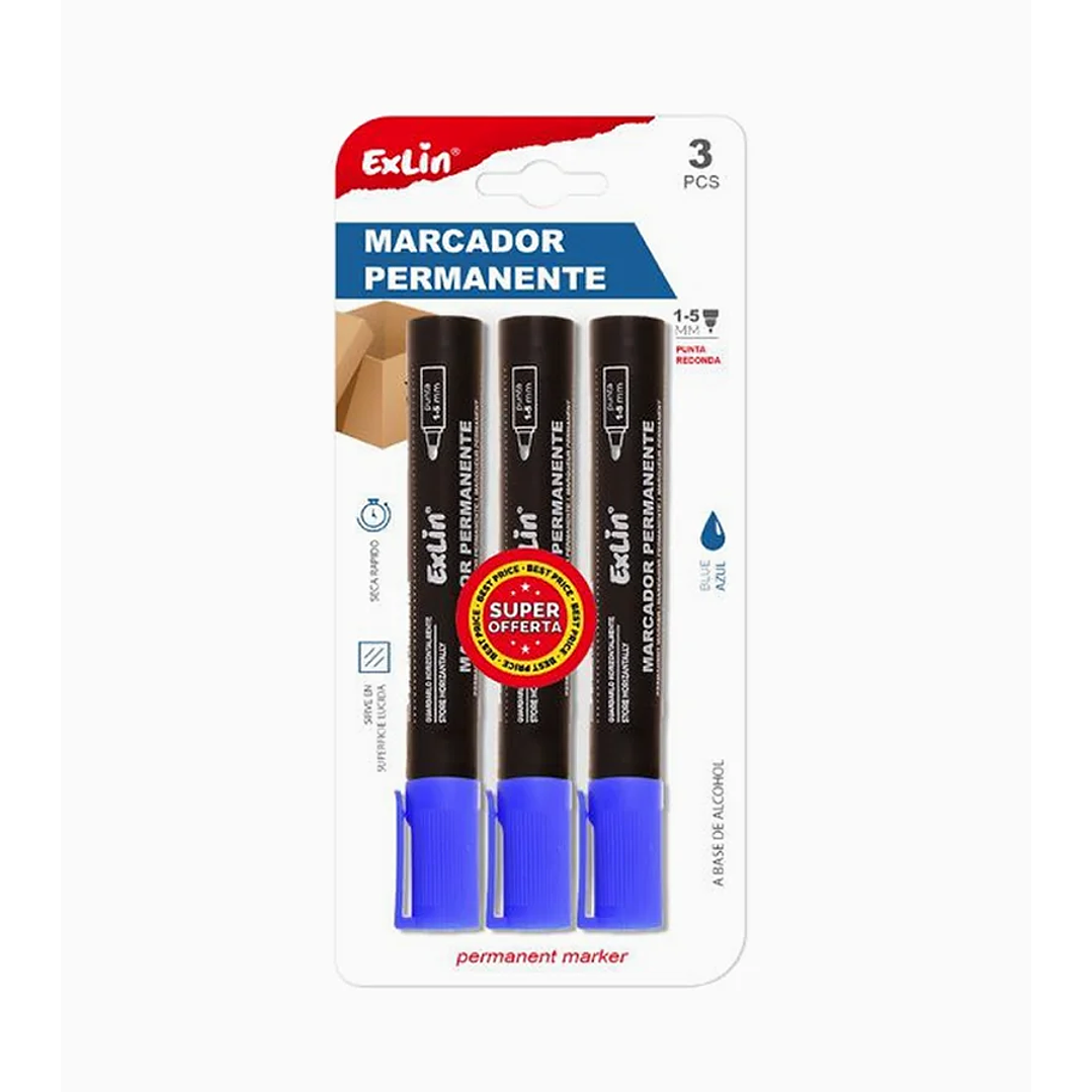 Marcador Punta Redonda Azul 1