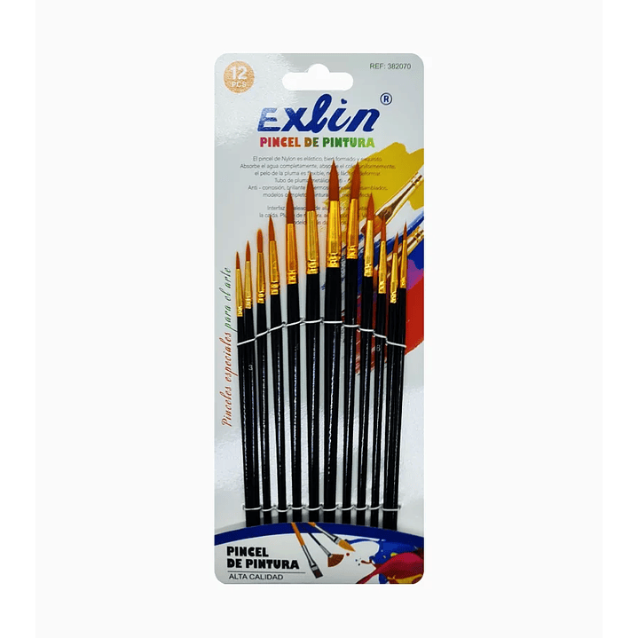 Set Pinceles de Pintura Negro 12 pcs 1