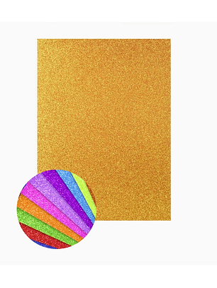 Set de 6 Hojas de Goma EVA con Glitter multicolor