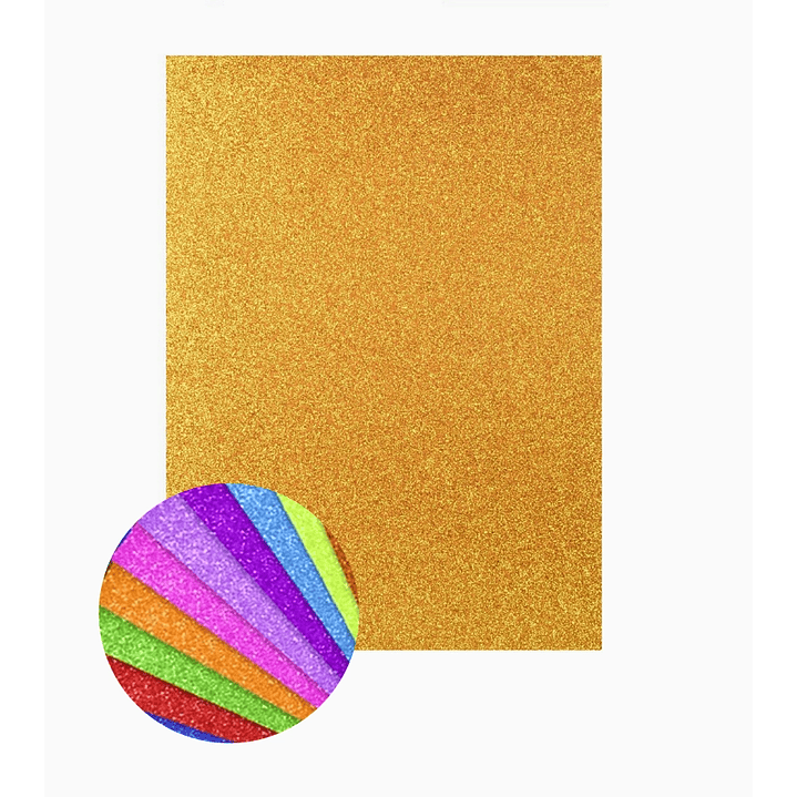 Set de 6 Hojas de Goma EVA con Glitter multicolor 1