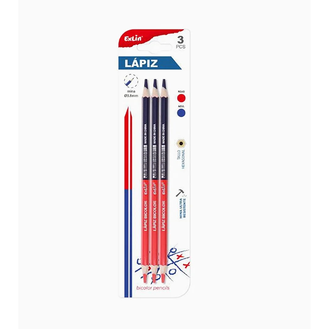 Lápiz Rojo y Azul 3 pcs 1