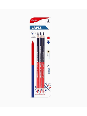 Lápiz Rojo y Azul 3 pcs
