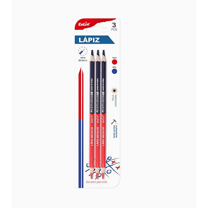 Lápiz Rojo y Azul 3 pcs 1