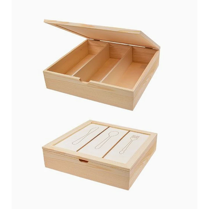 Caja de cubiertos de Madera con Tres Compartimentos 1