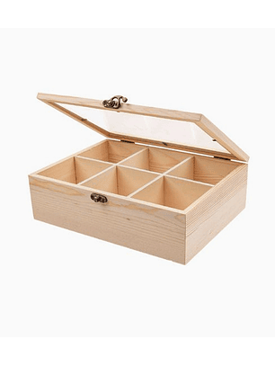 Caja de Té de Madera con Seis Compartimentos