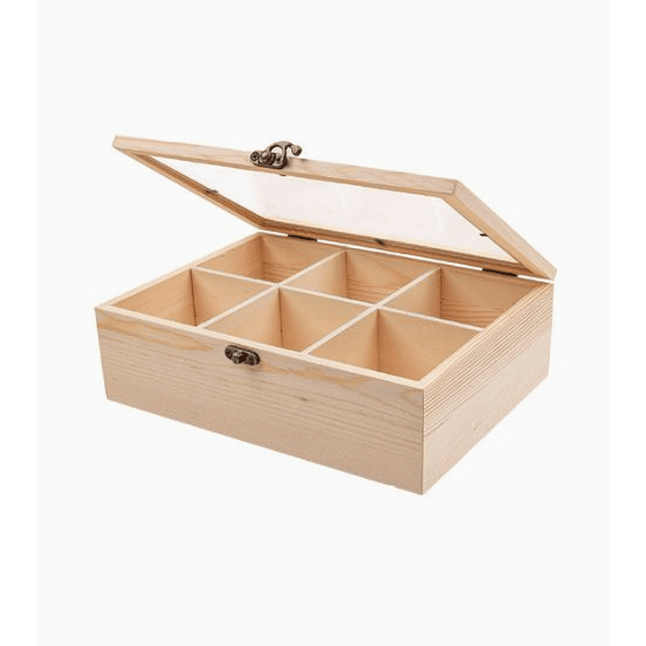 Caja de Té de Madera con Seis Compartimentos 1