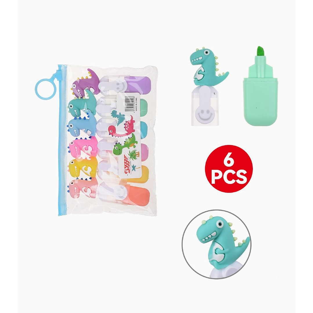 Set de Resaltadores de Gel Líquido Exlin - 6 Piezas - Dinosaurio 1