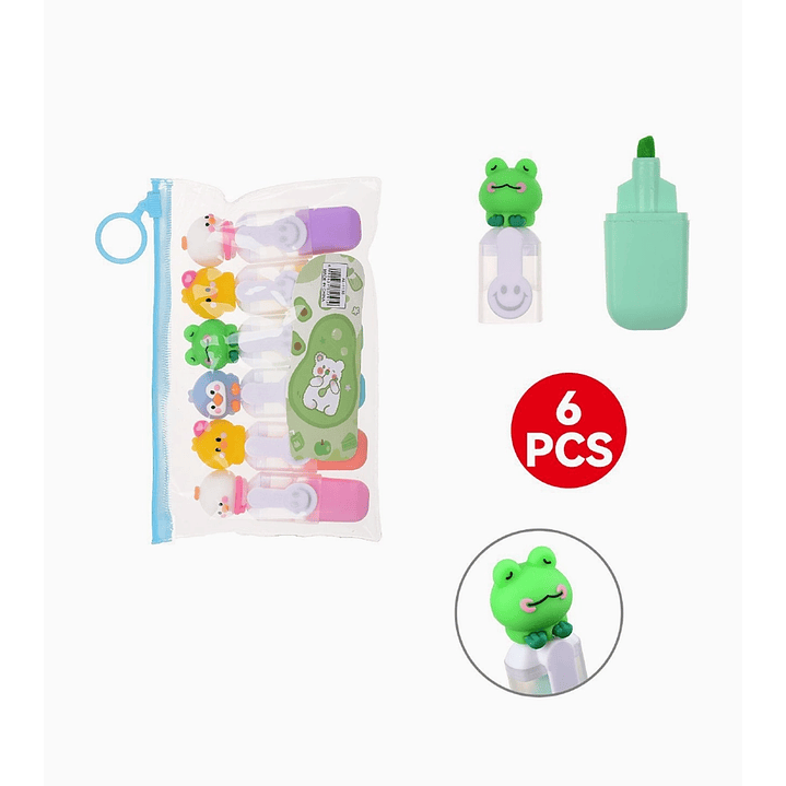 Set de Resaltadores de Gel Líquido Exlin - 6 Piezas - Animales 1