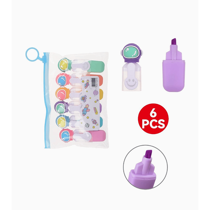 Set de Resaltadores de Gel Líquido Exlin - 6 Piezas - Astronauta 1