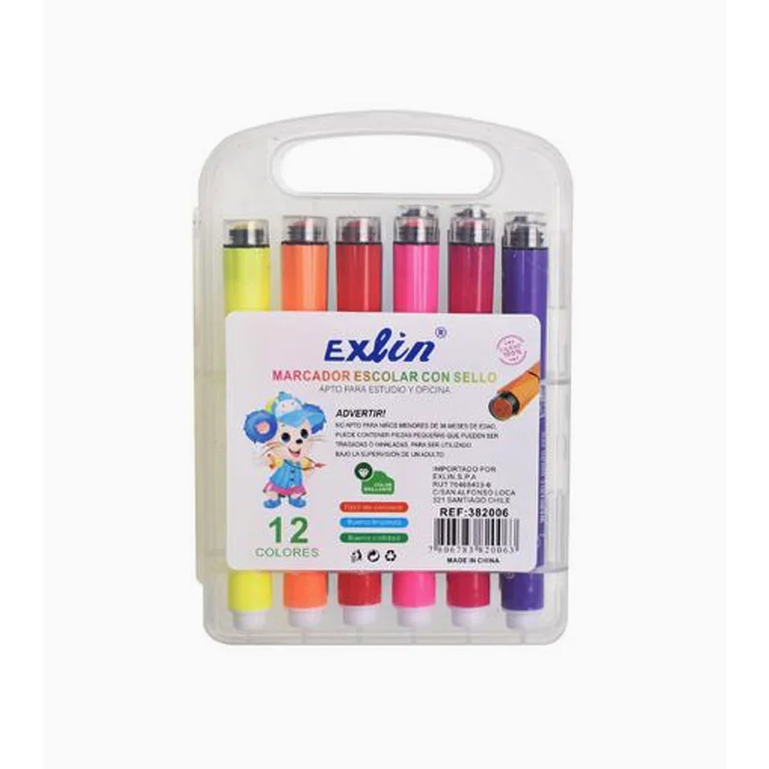 Set de 12 Marcadores con Sello 1