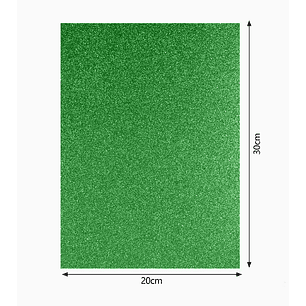 Set de 6 Hojas de Goma EVA con Glitter 20x30 cm - Verde