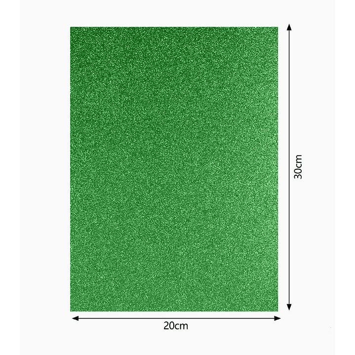 Set de 6 Hojas de Goma EVA con Glitter 20x30 cm - Verde 1