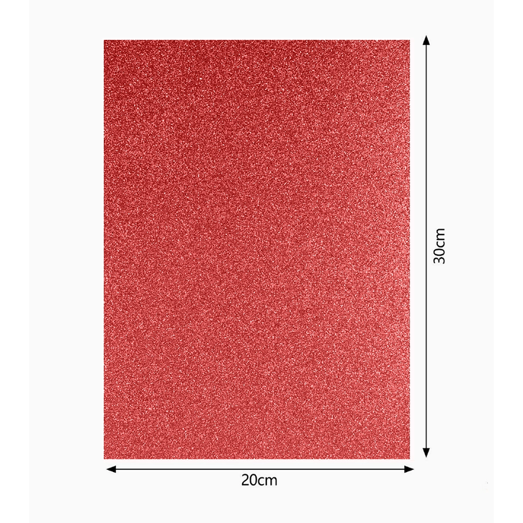 Set de 6 Hojas de Goma EVA con Glitter 20x30 cm - Rojo 1