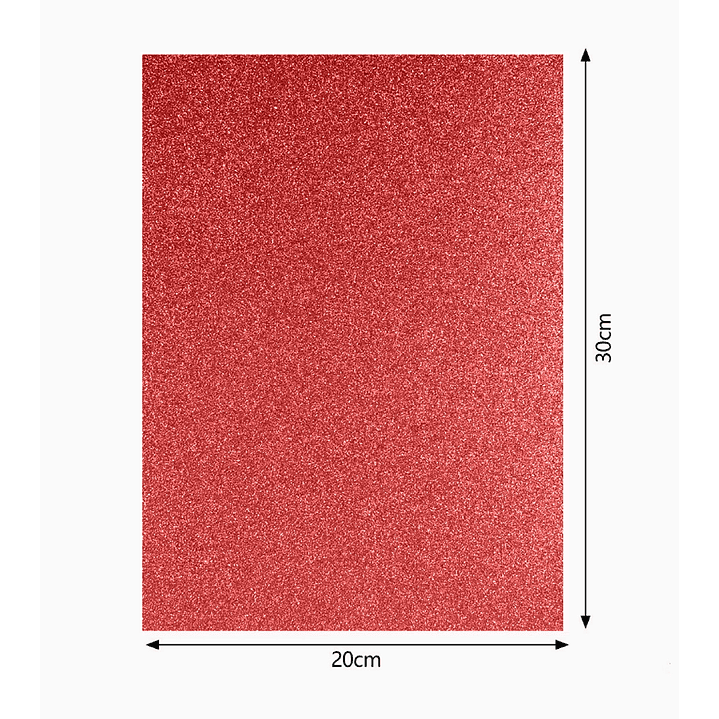 Set de 6 Hojas de Goma EVA con Glitter 20x30 cm - Rojo 1