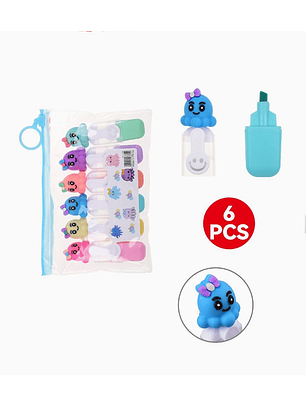 Set de Resaltadores de Gel Líquido Exlin - 6 Piezas - Pulpo