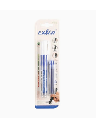 Marcador Con Recambio Azul