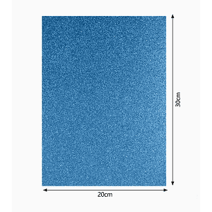 Set de 6 Hojas de Goma EVA con Glitter 20x30 cm - Celeste