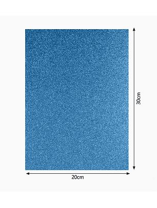 Set de 6 Hojas de Goma EVA con Glitter 20x30 cm - Celeste