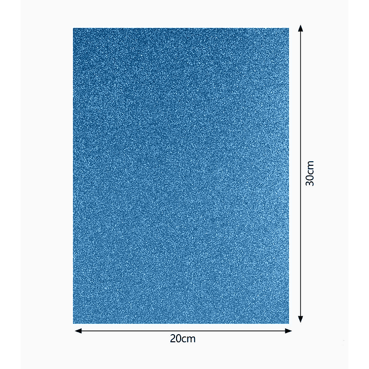 Set de 6 Hojas de Goma EVA con Glitter 20x30 cm - Celeste 1
