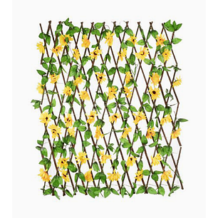 Malla artificial decorativa hojas verdes y flores 1.20 m para jardín y terraza