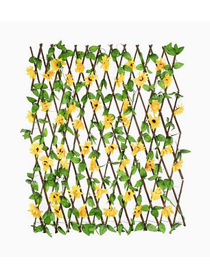 Malla artificial decorativa hojas verdes y flores 1.20 m para jardín y terraza