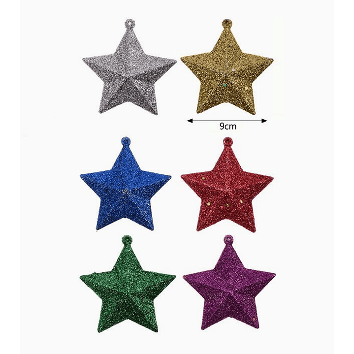 Estrellas brillantes colgantes para árbol de Navidad – Set de 6 UND Exlin 2